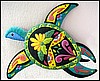 Colorful Turtle Wall Hanging, Tropical Design, Hand Painted Metal Art - 16" x 21"